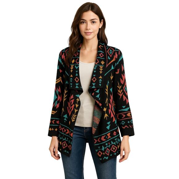 Rock & Roll Cowgirl Aztec Waterfall Cardigan Southwestern M - Picture 1 of 7